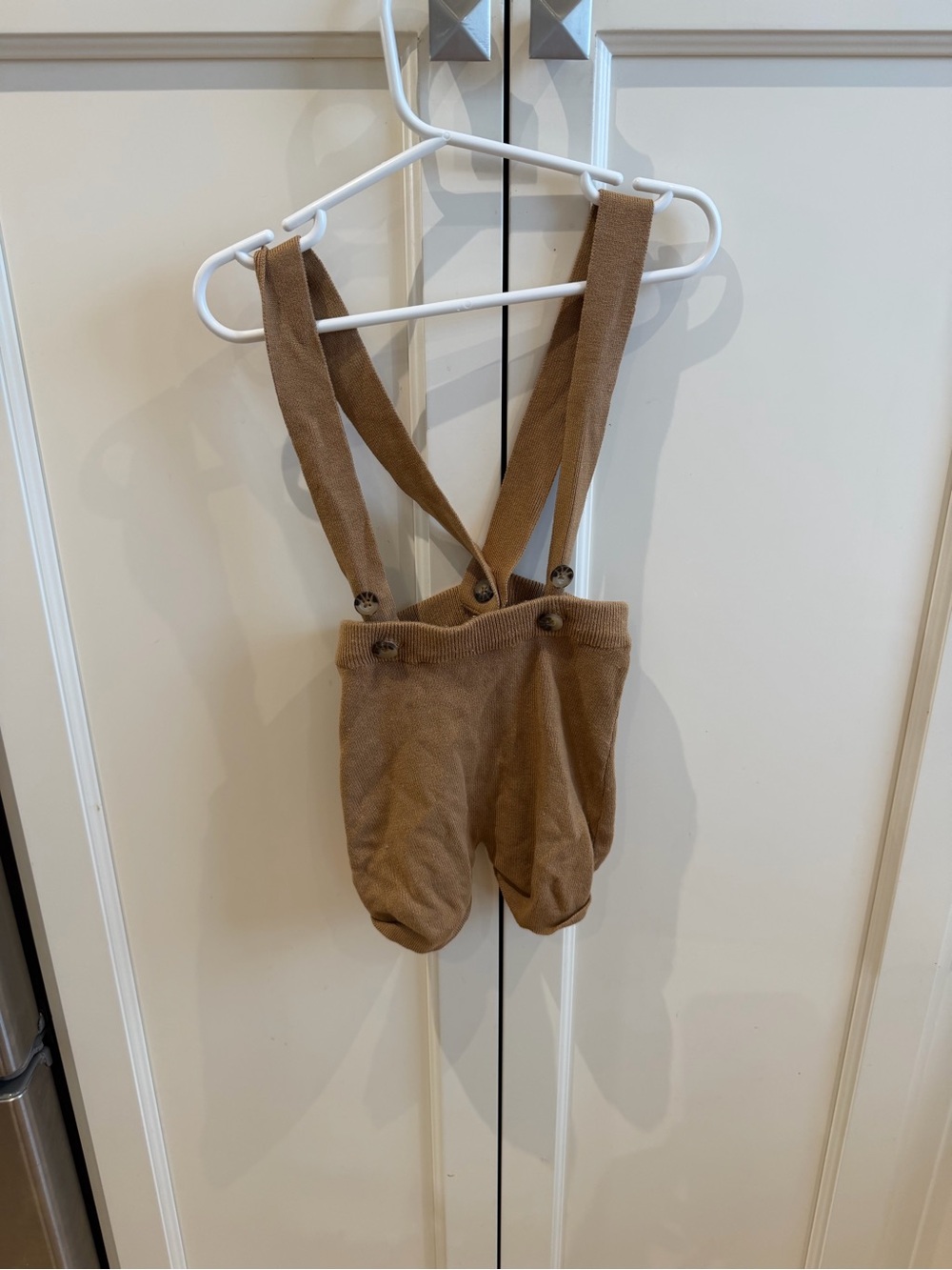 Flink 18m Knit Suspender Shorts in Camel Brown